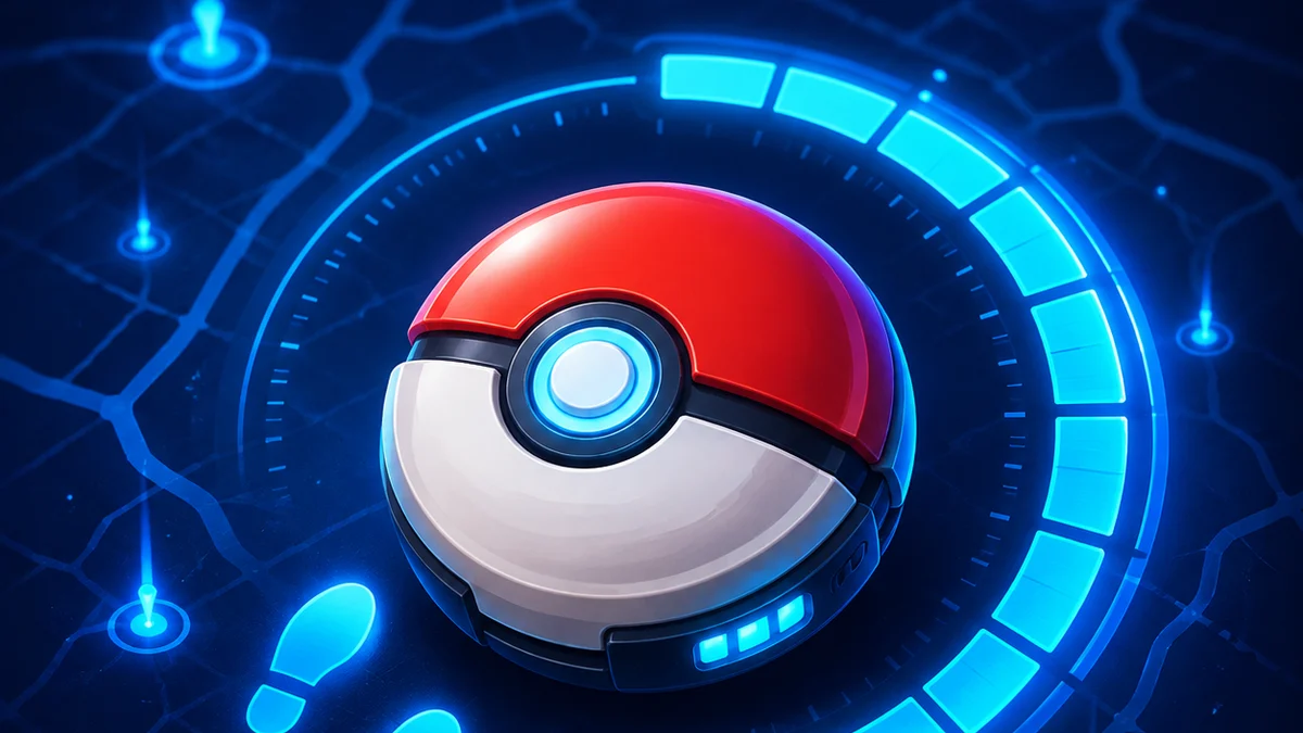 Original Pokémon GO tools illustration featuring a capture device, map route and stat display